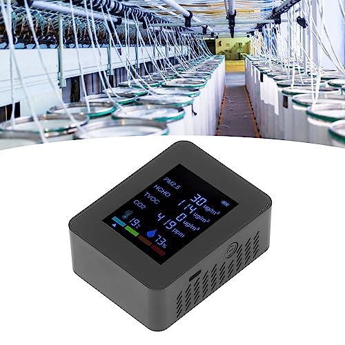 6 in 1 CO2 Meter Humidity Temperature PM2.5 TVOC HCHO Detector Black M381