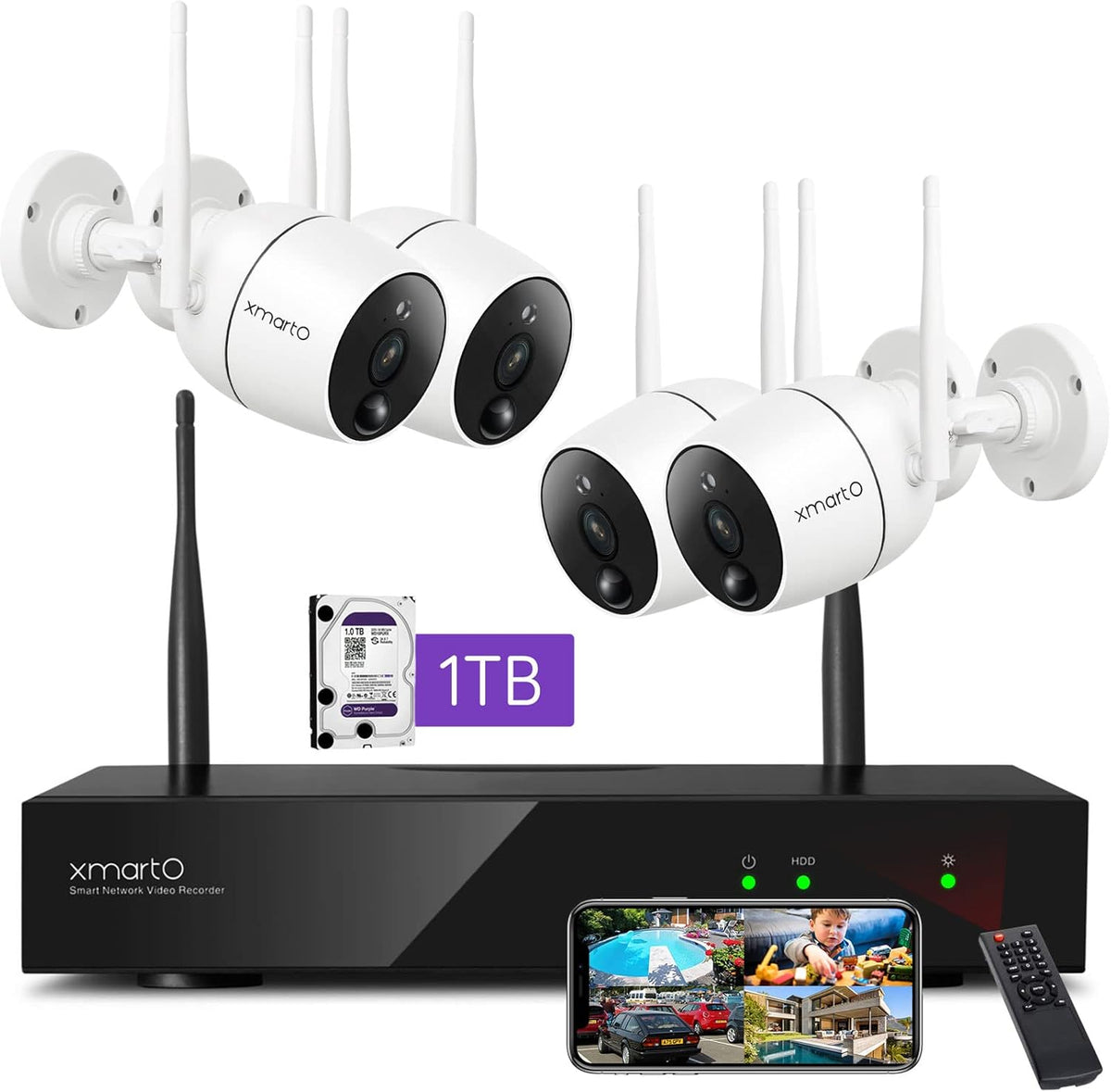 2K HD Wireless Security Camera System with Color Night Vision M258085
