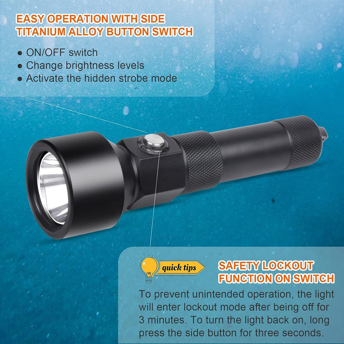 1300 Lumens IPX-8 Waterproof Dive Light U487537