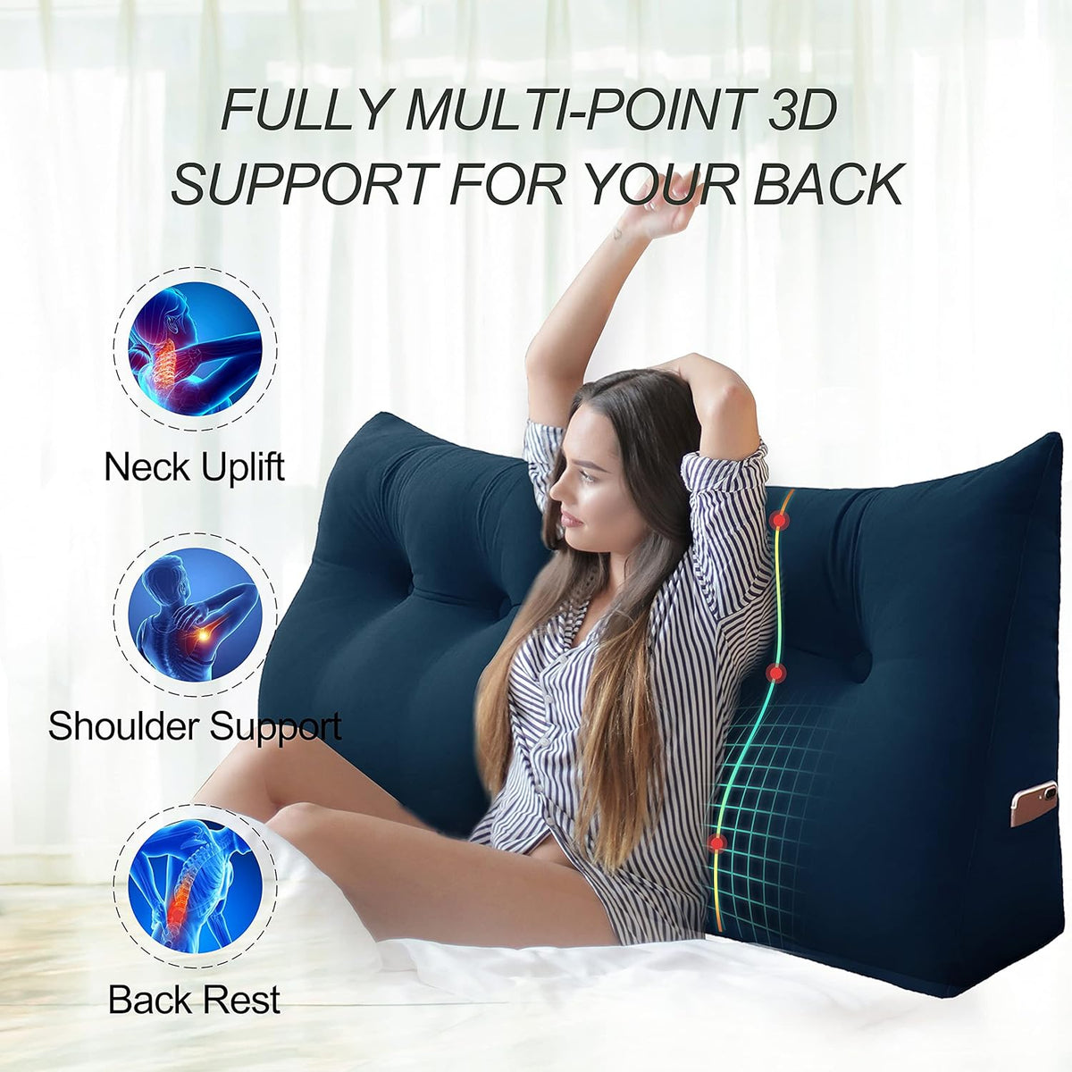 Deep Blue Velvet Large Reading Pillow P568