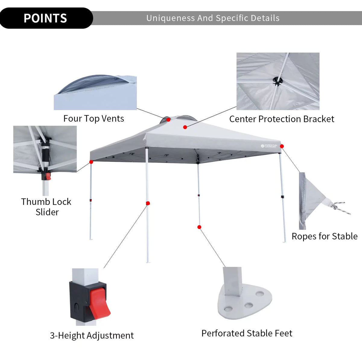 Grey 10x10ft Pop Up Outdoor Canopy Tent with Wheeled Carrying Bag L6792
