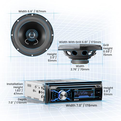 Single Din Bluetooth Car Stereo with 6.5 Inch 2 Way Speakers E2357