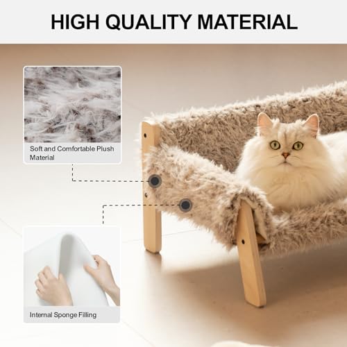 Cat Couch Bed with Removable Mattress Cover (Plush Beige) K282