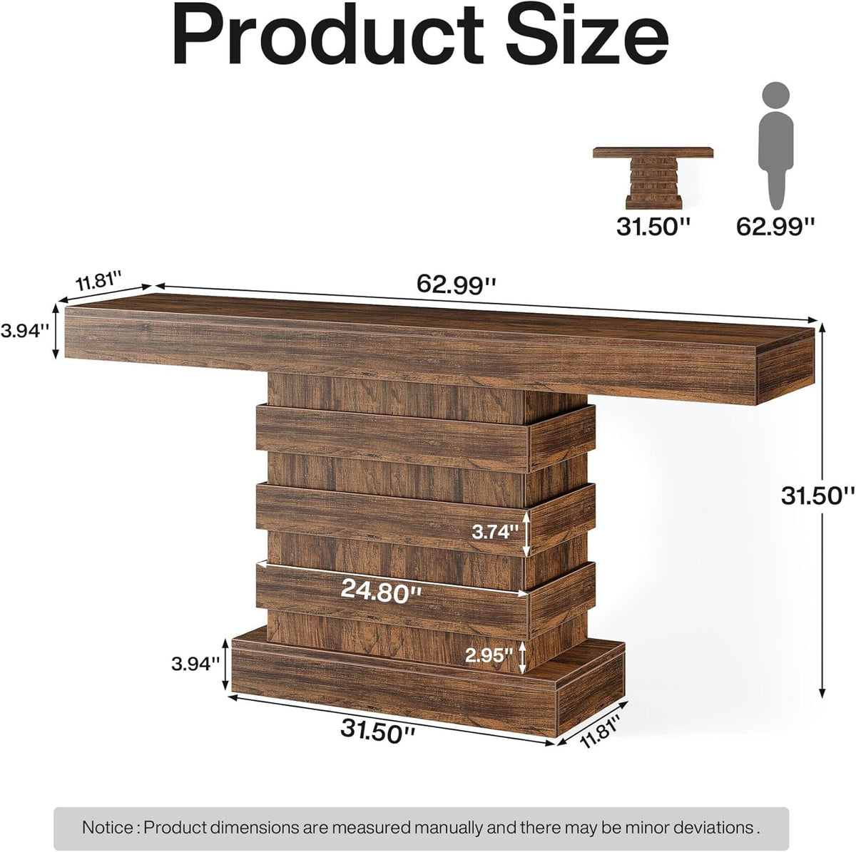 Rustic Brown 63-Inch Wooden Console Table P91738