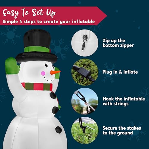 6 FT Tall Christmas Inflatables Snowman with Built-in LEDs E7313