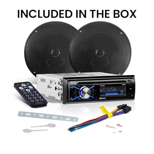 Single Din Bluetooth Car Stereo with 6.5 Inch 2 Way Speakers E2357