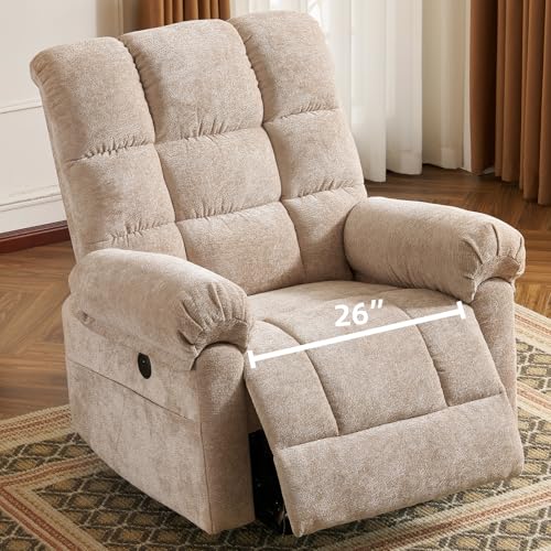 Beige Oversized Power Lift Recliner Chair with Massage and Heat I51673