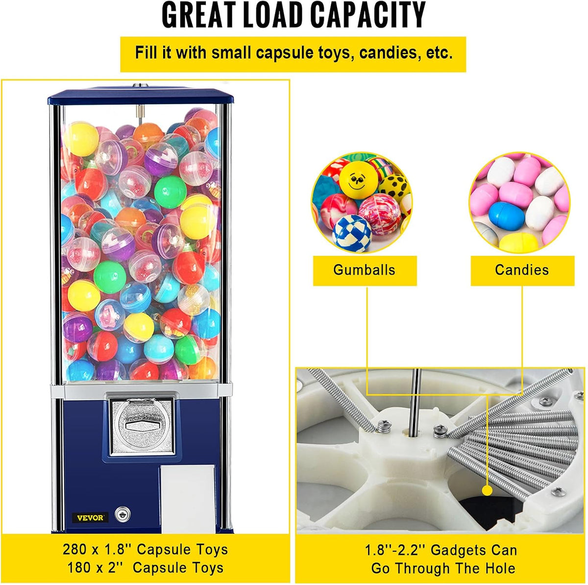 25.2 Height Blue Candy Gumball Vending Machine X2798