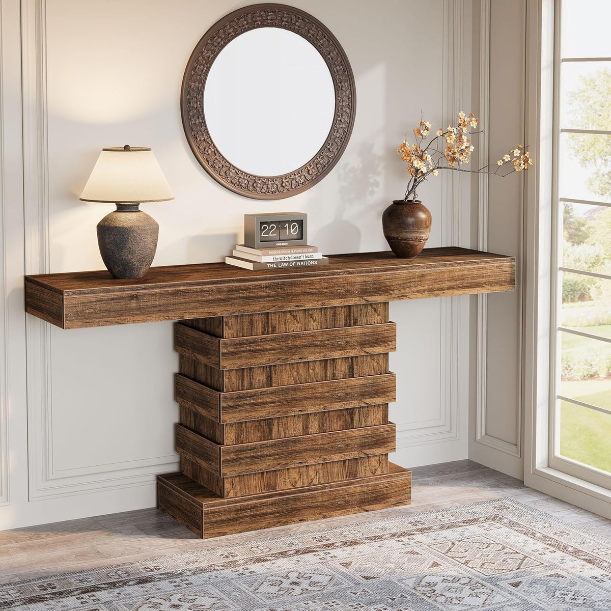 Rustic Brown 63-Inch Wooden Console Table P91738