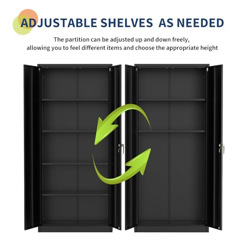 Metal Storage Cabinet with Lock, 4 Adjustable Shelves O4668