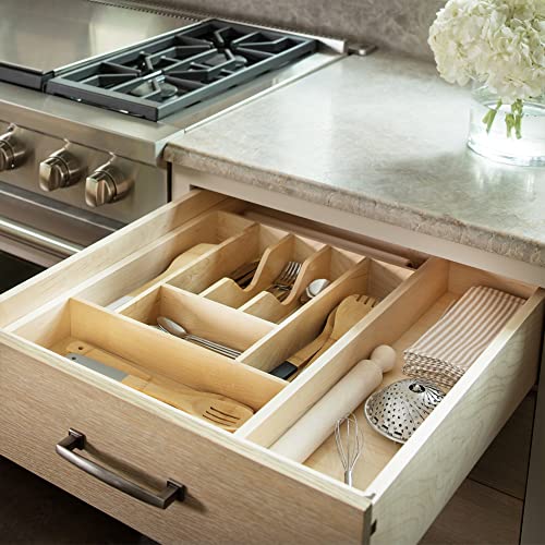 Natural Maple Wood 9 Compartment Silverware Drawer Organizer R9767