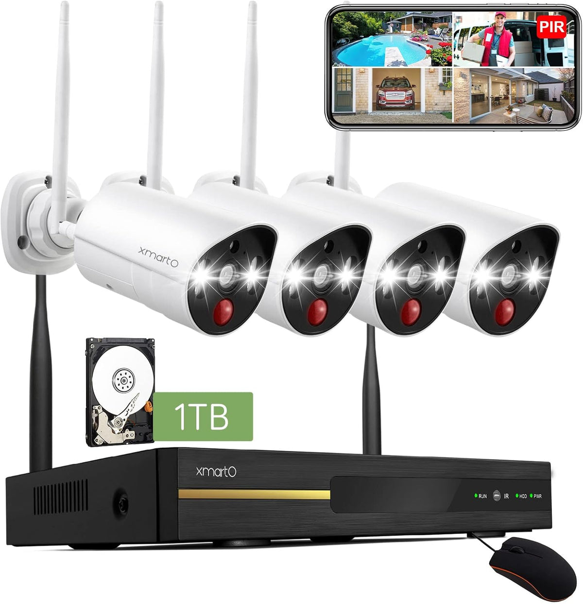 2K HD Wireless Security Camera System with Color Night Vision M258085