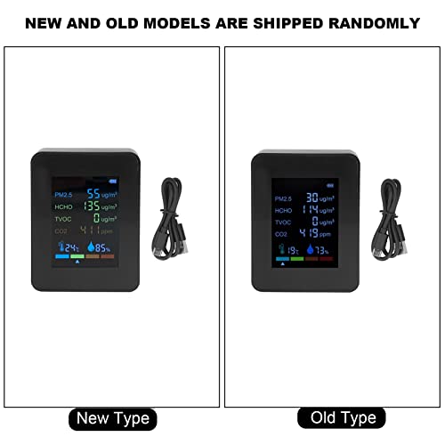 6 in 1 CO2 Meter Humidity Temperature PM2.5 TVOC HCHO Detector Black M381