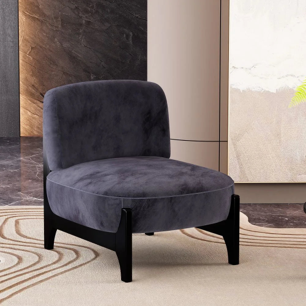 Black Velvet Upholstered Accent Chair with Solid Wood Frame R247