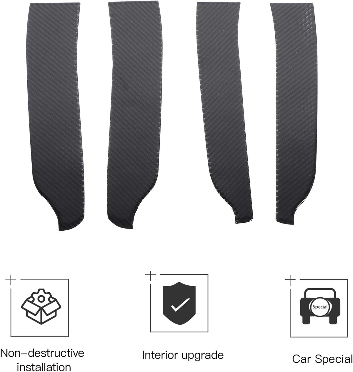 ABS Carbon Fiber Interior Door Handle Trim Cover 4 pcs M3582