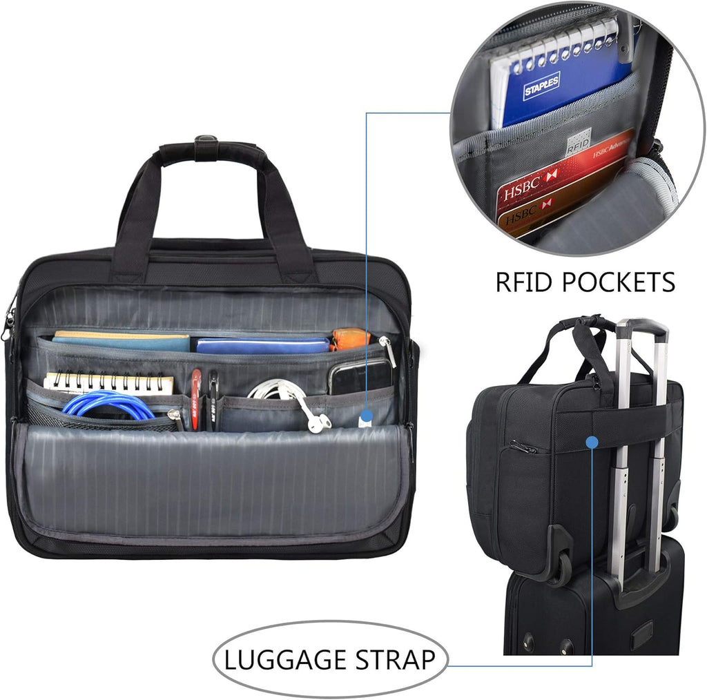 Rolling Laptop Bag Wheeled Briefcase for 17.3 Inch Laptop T6772