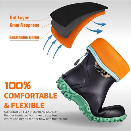 Black 6mm Neoprene Waterproof Insulated Work Boots X3905