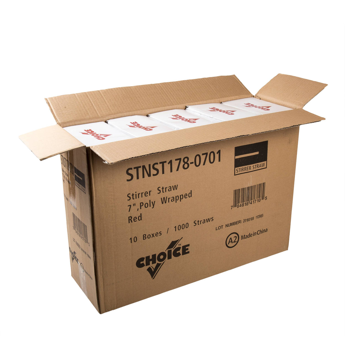 Red Sip Straw/Stirrer, Case of 10,000 A34164