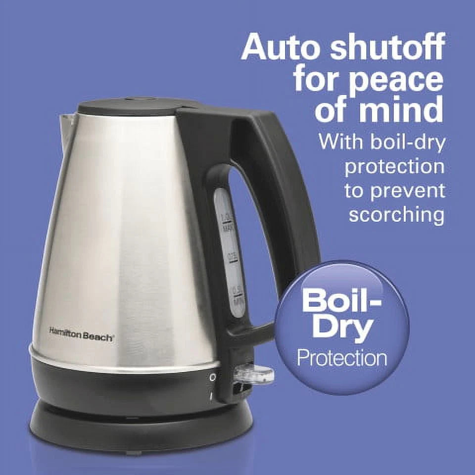 1 Liter Stainless Steel and Black Electric Kettle H346