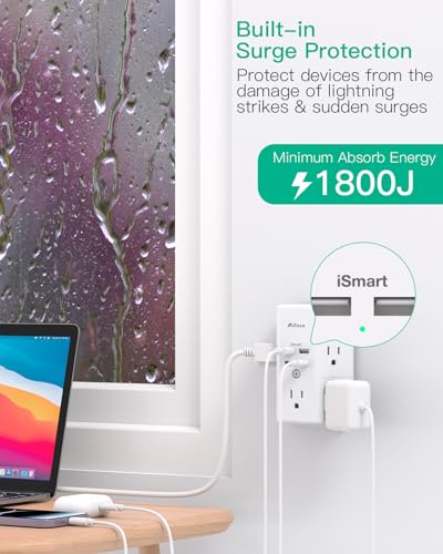 3-Sided Surge Protector Outlet with 4 USB Ports (2 USB C) Z9892