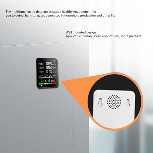 6 in 1 CO2 Meter Humidity Temperature PM2.5 TVOC HCHO Detector Black M381