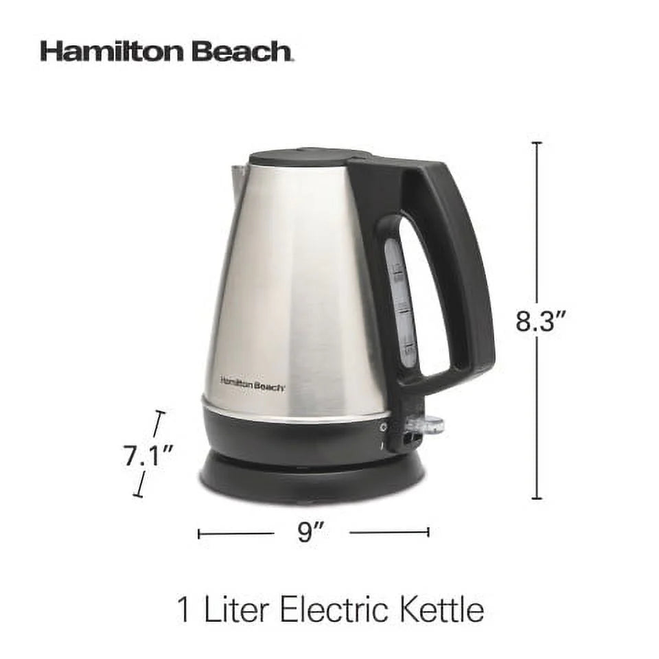 1 Liter Stainless Steel and Black Electric Kettle H346