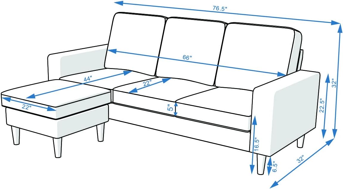 Convertible Sectional L-Shaped Fabric Sofa U5183