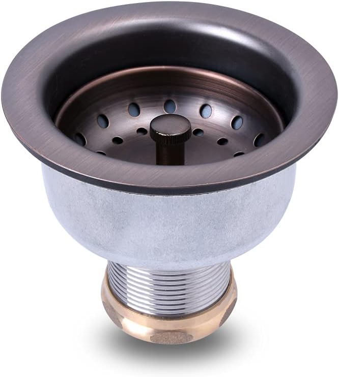 3-1/2 Deep Cup Stainless Steel Kitchen Sink Drain Assembly with Fixed Post Basket O38338