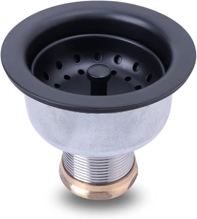 3-1/2 Deep Cup Stainless Steel Kitchen Sink Drain Assembly with Fixed Post Basket O38338