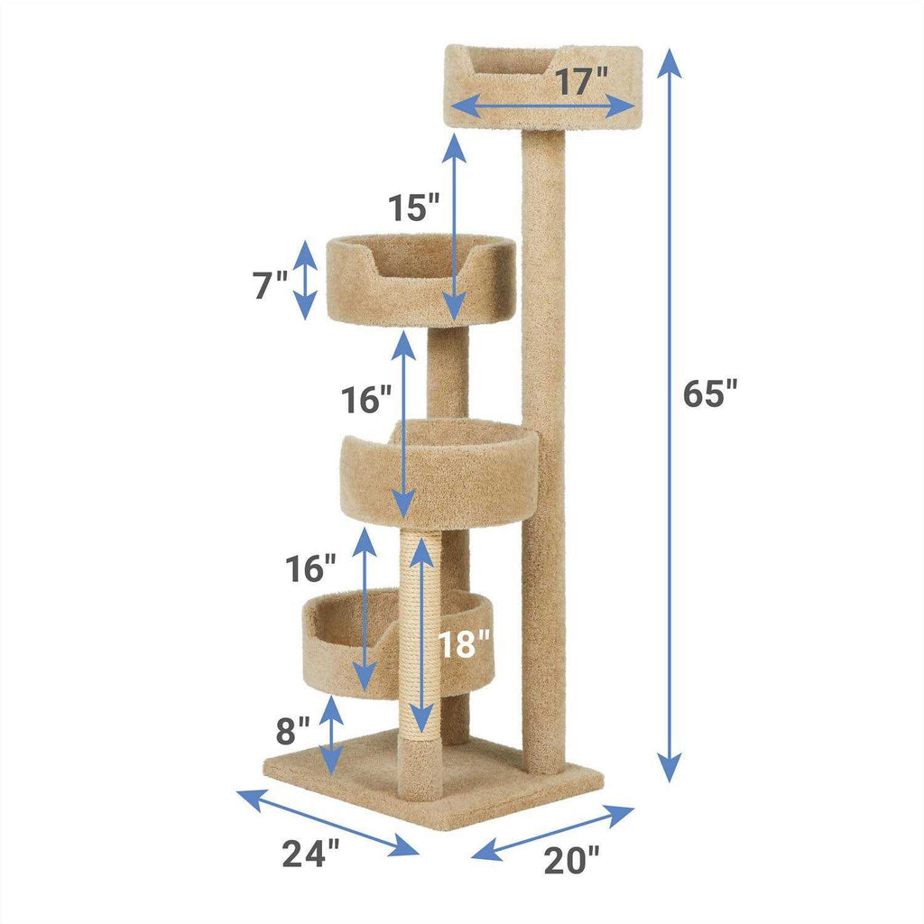 65-in Real Carpet Wooden Cat Tree S42197