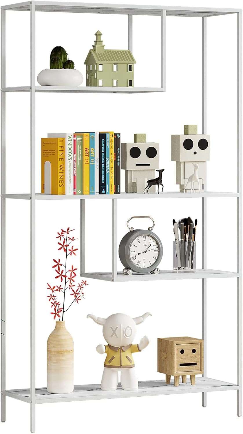 White 3-Tier Metal Bookshelf Storage Organizer J388880