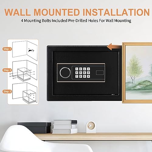 1.0 Cubic Feet Fireproof Waterproof Digital Safe with Keypad Lock and Removable Shelf C308