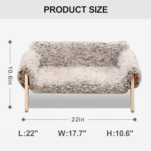 Cat Couch Bed with Removable Mattress Cover (Plush Beige) K282
