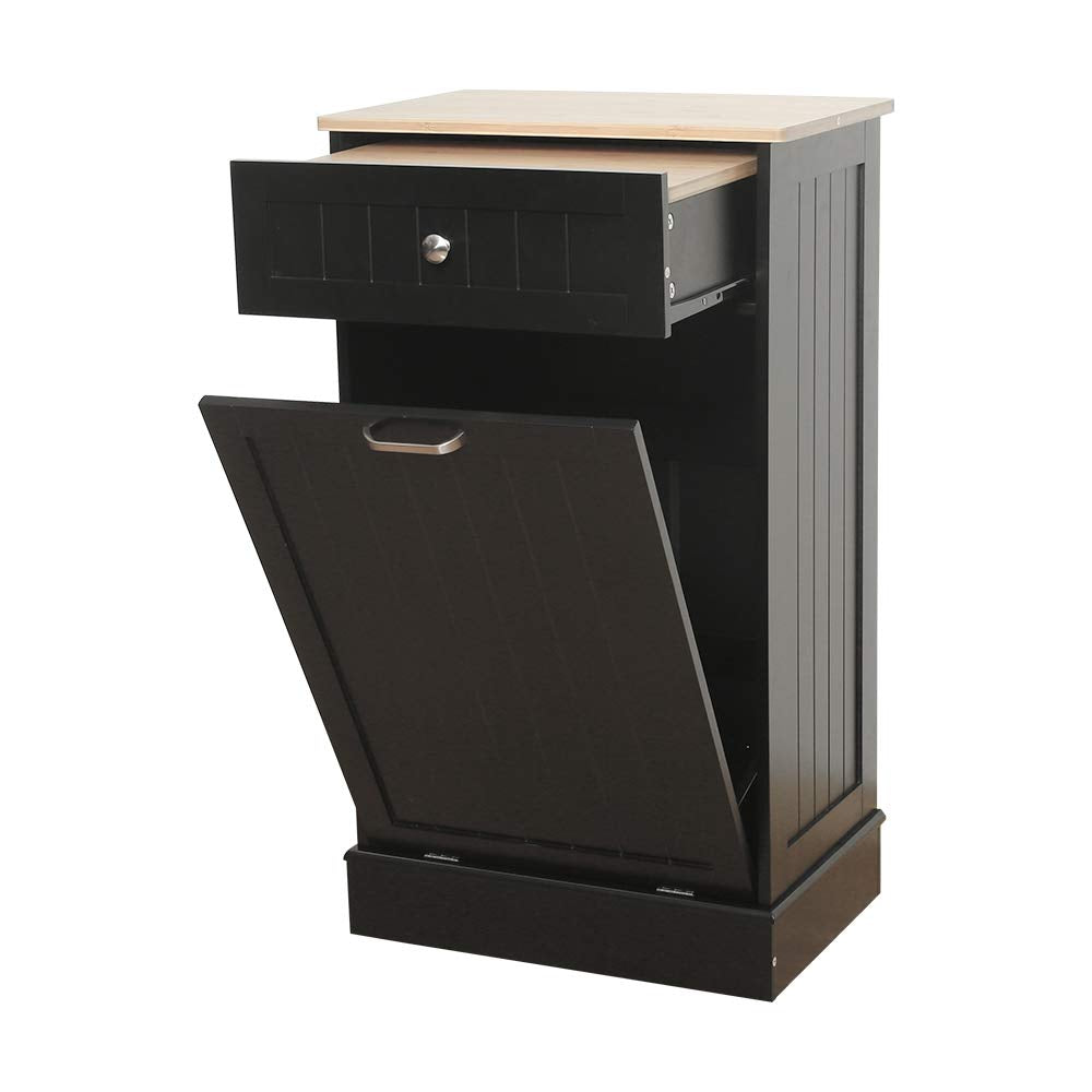 White Tilt Out Trash Cabinet with Cutting Board B676890