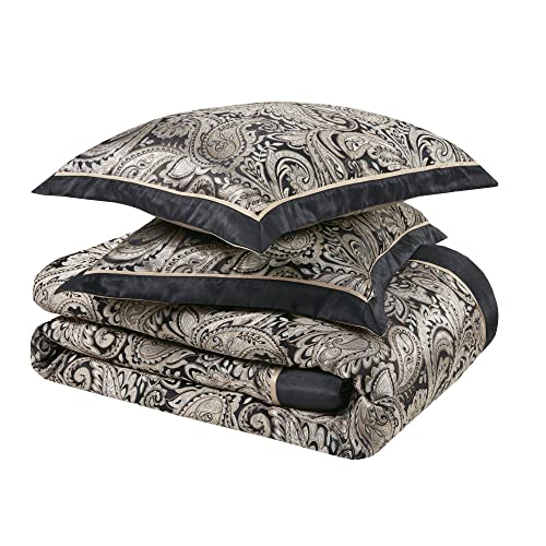 Black 7 Piece Cal King Faux Silk Down Alternative Comforter Set I843