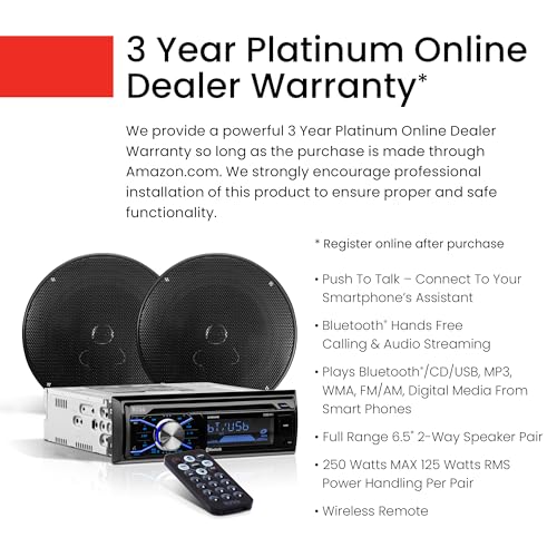 Single Din Bluetooth Car Stereo with 6.5 Inch 2 Way Speakers E2357