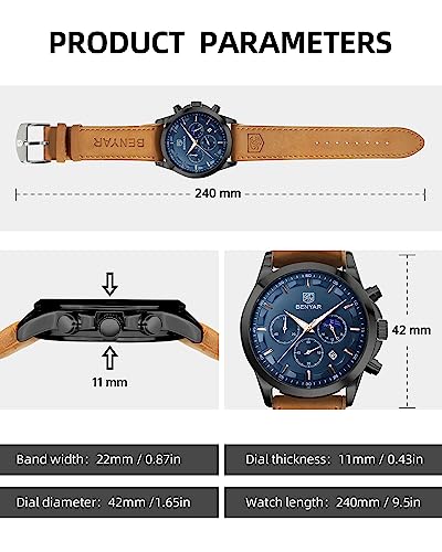 Mens Watch Analog Quartz Chronograph Waterproof Luminous Date Stainless Steel Bracelet Y5056