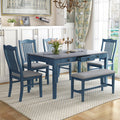 6 Piece Wood Dining Table Set with 4 Upholstered Chairs and Bench H997
