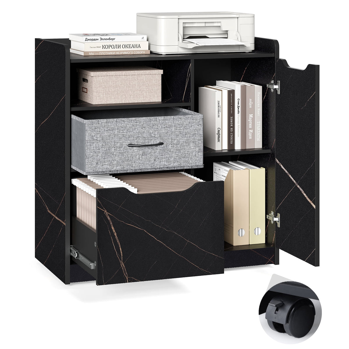 Wood Mobile Printer Stand with Drawer Y8963