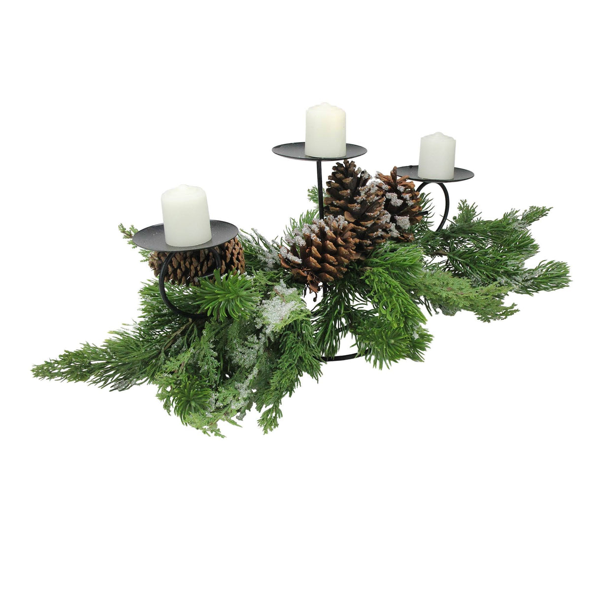 Green Pine Cones Christmas Candle Holder J90732