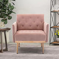 Pink Velvet Single Sofa Arm Chair with Metal Legs O304