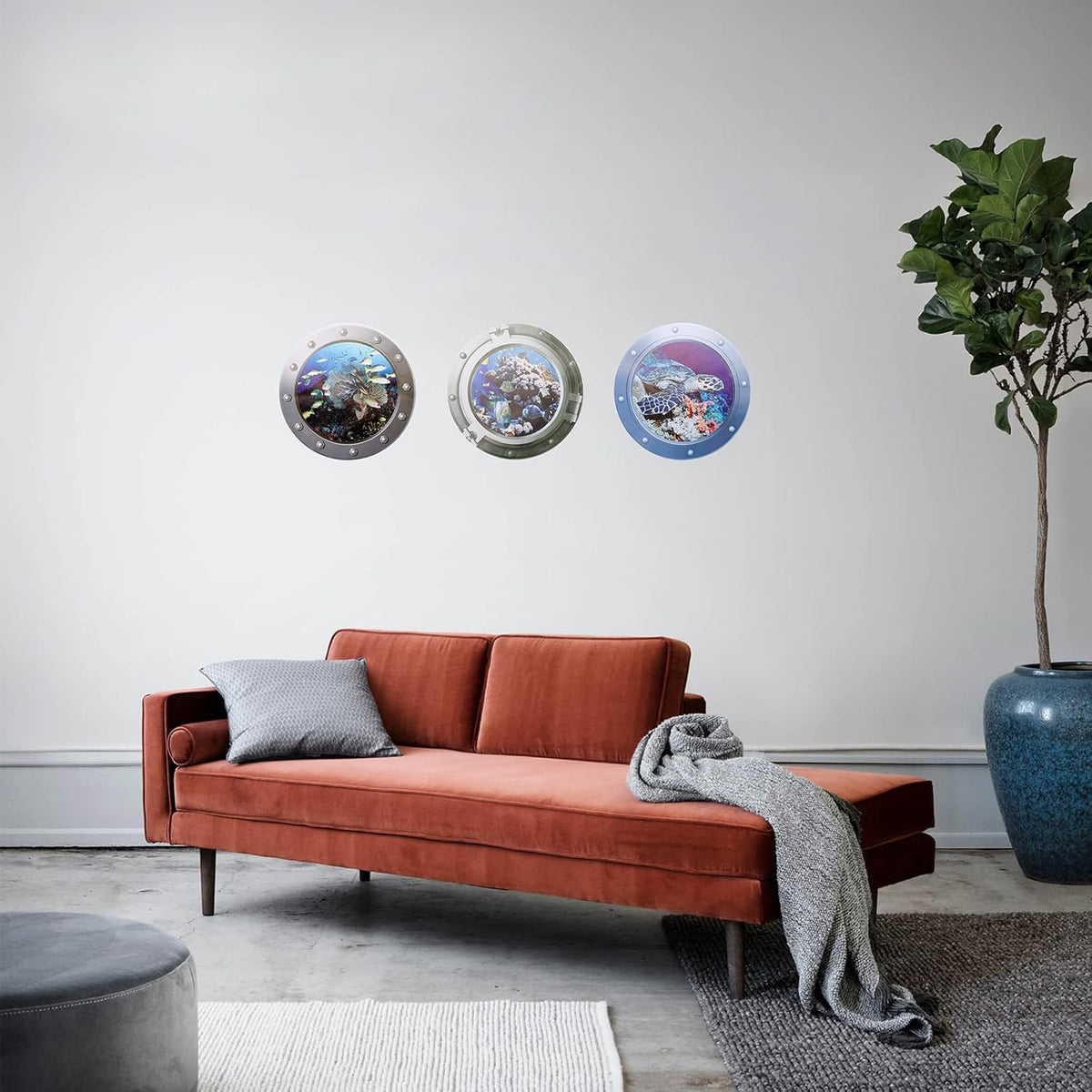 3 Pcs Peel and Stick Removable 3D Fish Sea Life Wall Sticker J751427