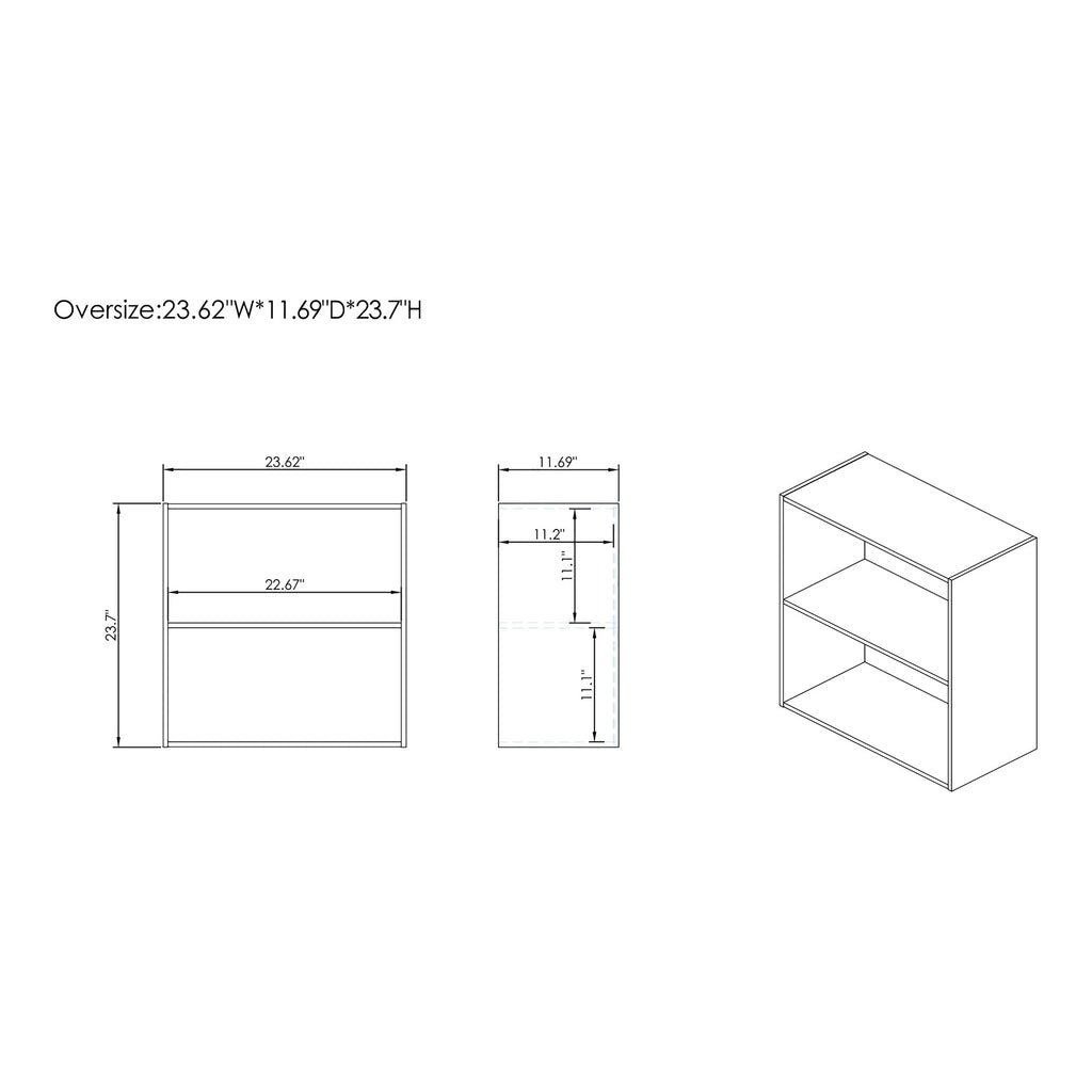 White 2-Tier Wood Bookcase P4462