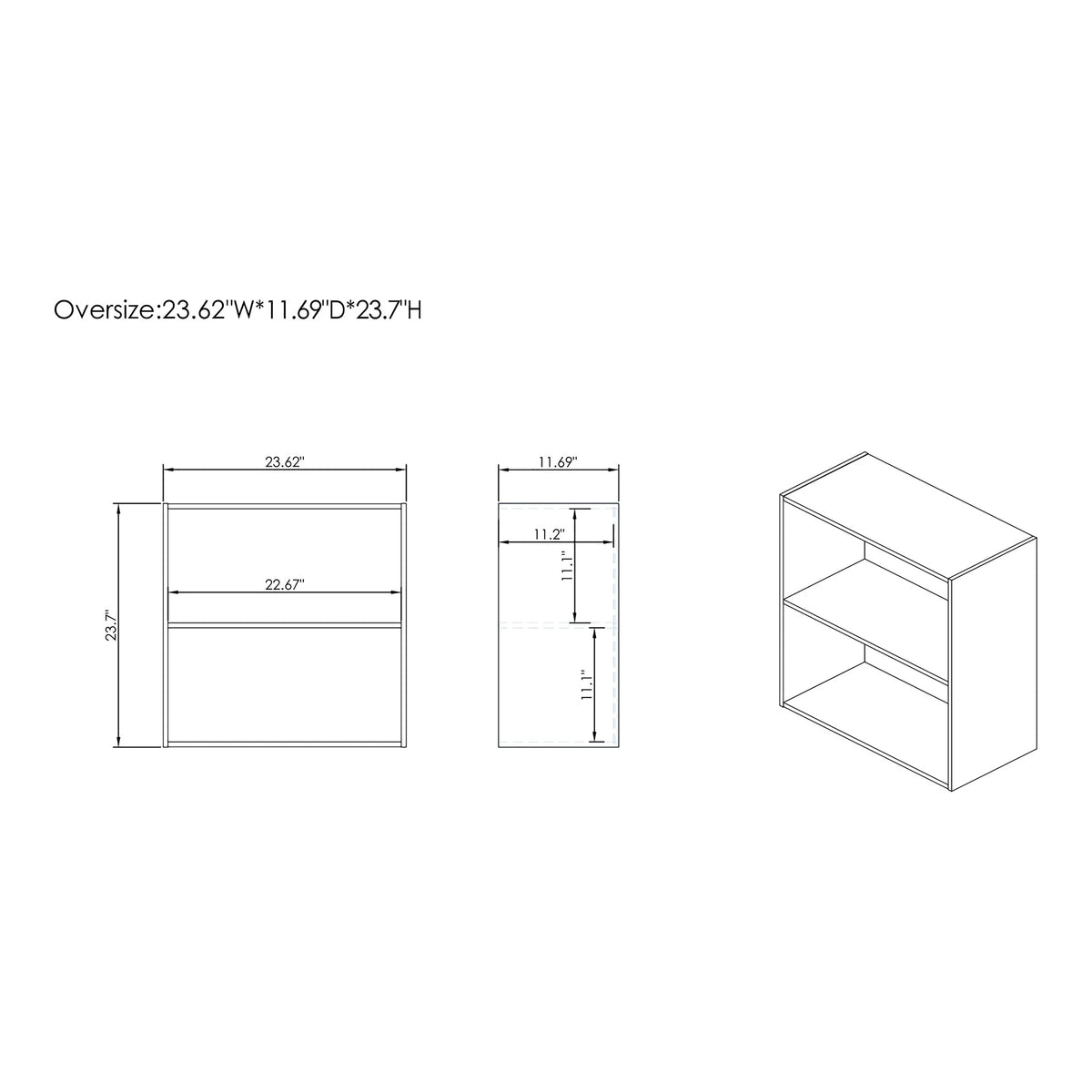White 2-Tier Wood Bookcase P4462