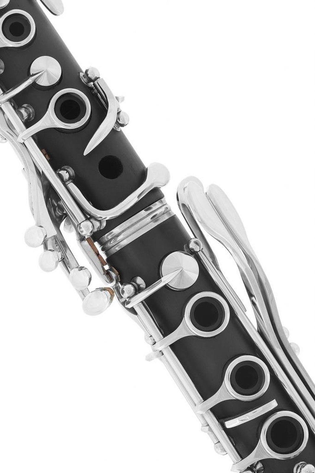 Black Ebonite Silver Keys Bb Clarinet with 11 Reeds Case Care Kit P963