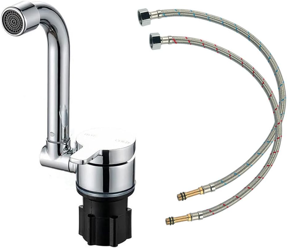 RV Kitchen Sink Stainless Steel Hand Wash Basin with Folded Faucet Tempered Glass Lid X164745