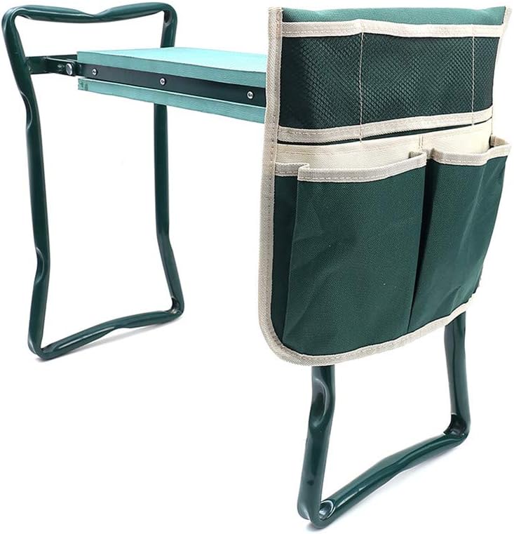 Garden Kneeler Seat Foldable Stool with Tool Bag EVA Foam Pad O14745
