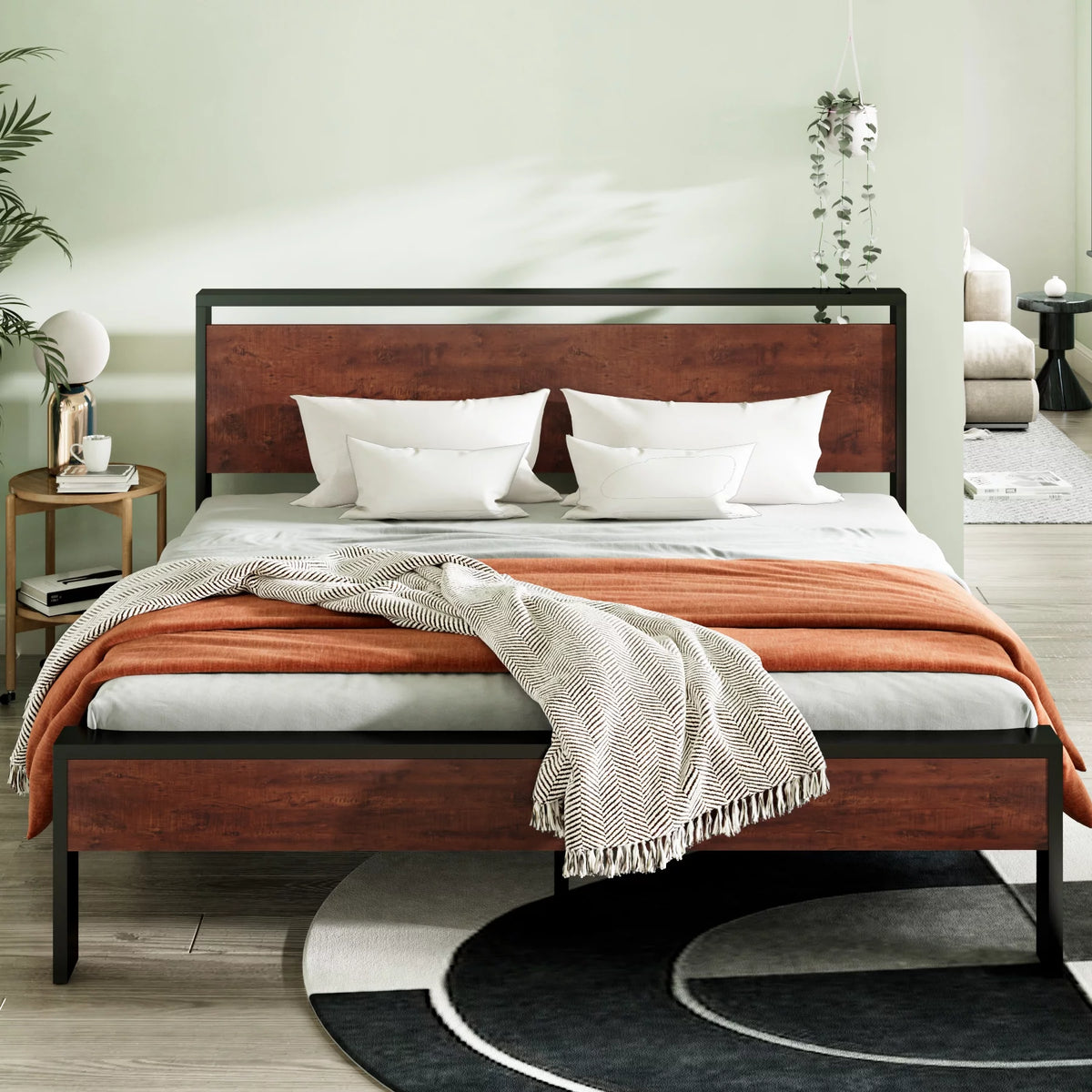 King Size Wood Bed Frame with Headboard G7473