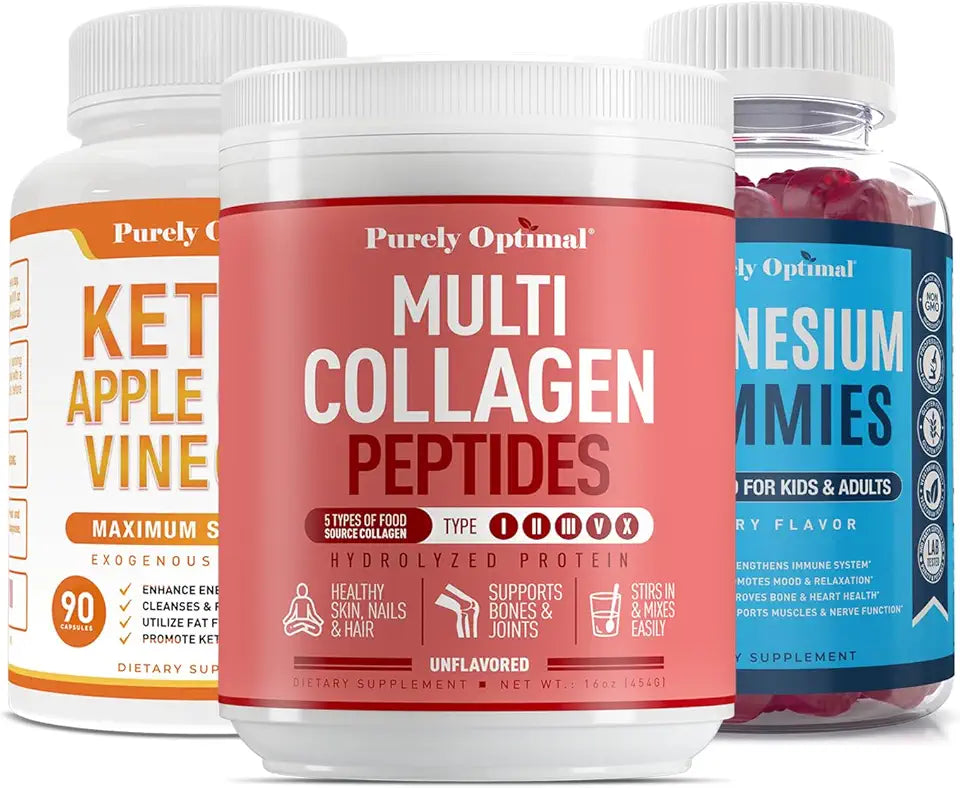 Keto Pills + Apple Cider Vinegar Capsules + Multi Collagen Powder + Magnesium Gummies F9889