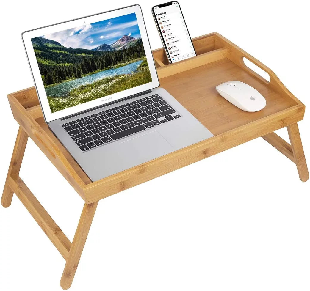 Bamboo Bed Tray Table with Handles Folding Legs B29589